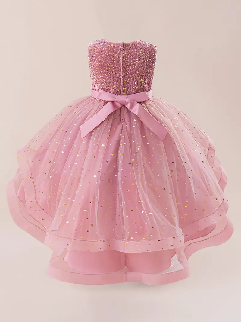 Sparkly Star Sequin Princess Dress Pink