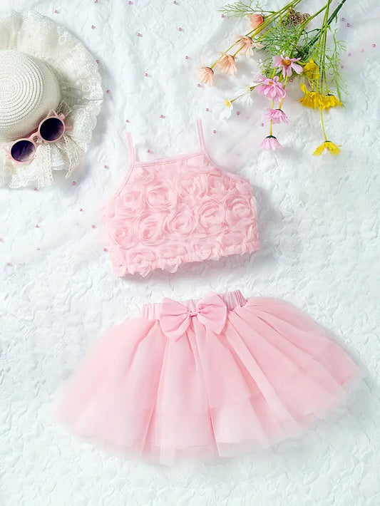 Rose Fairy Net Lace Set Pink