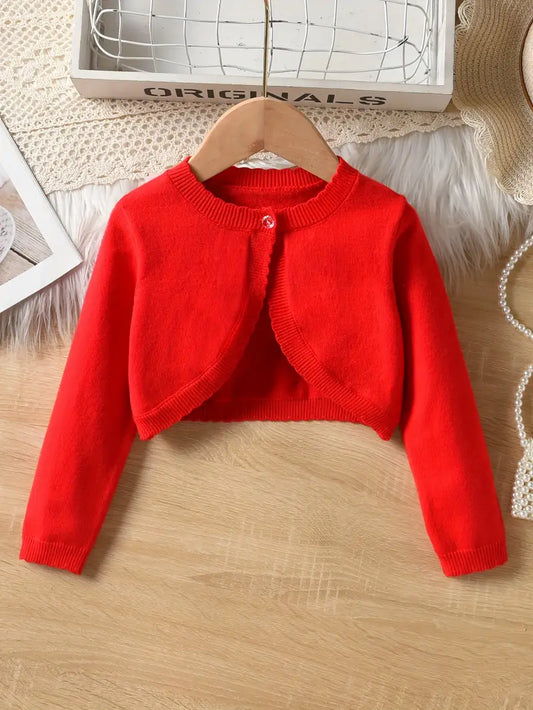 Short Knit Cardigan Red