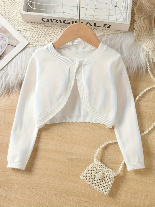 Short Knit Cardigan White
