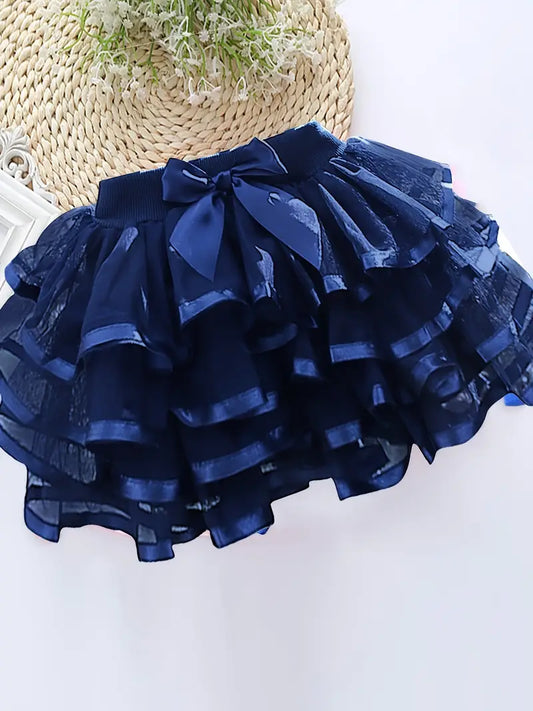 Bowknot Mesh Skirt Navy