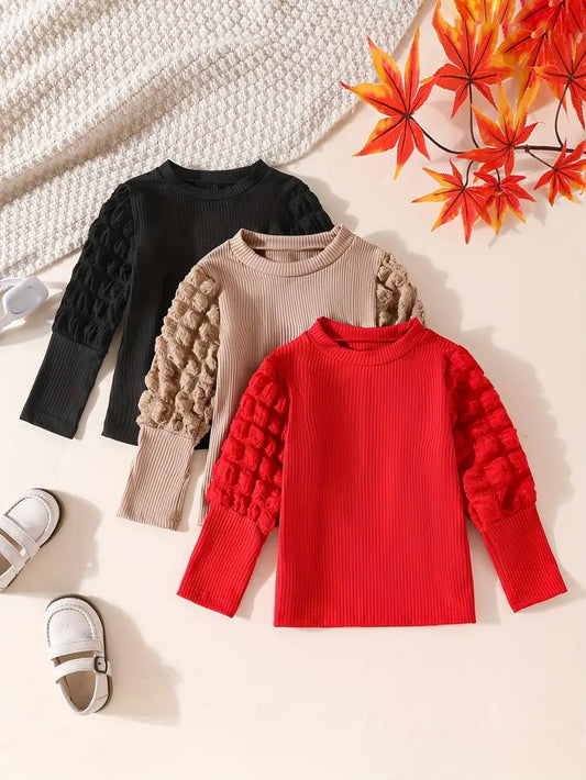 Bubble Sleeve Top Black