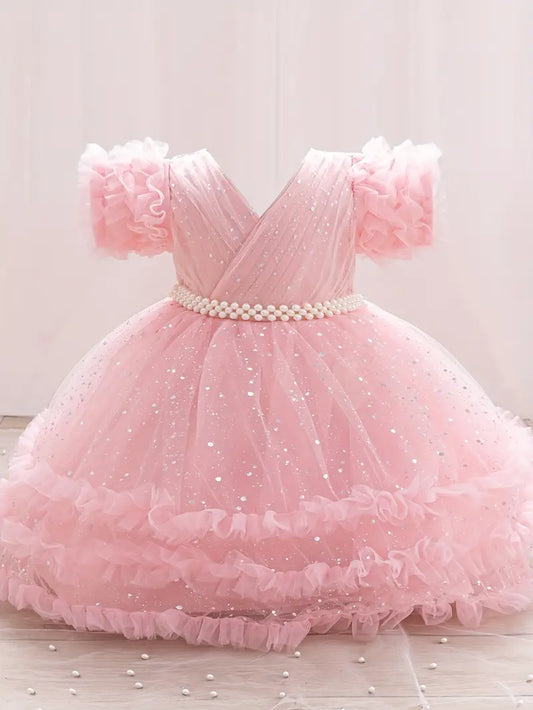 Ruffled Princess Dress Pink