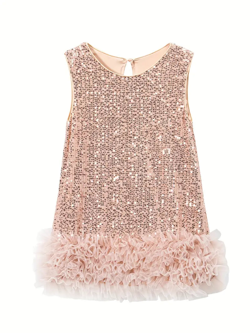Classic Ball Gown Sequin Dress Light Gold