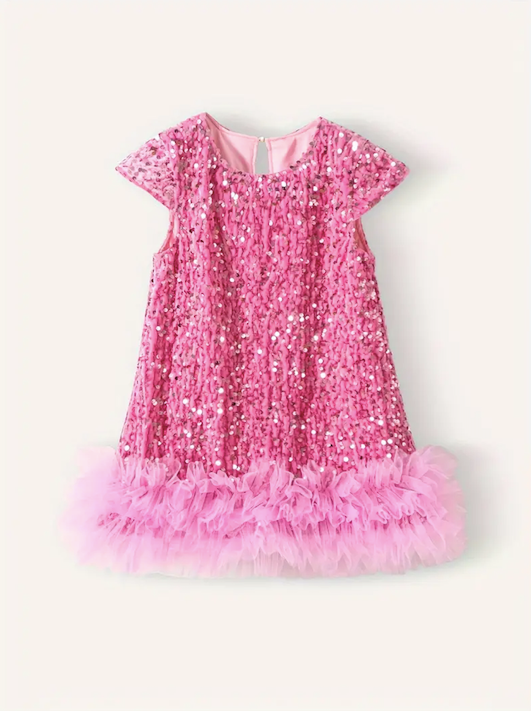 Classic Ball Gown Sequin Dress Pink