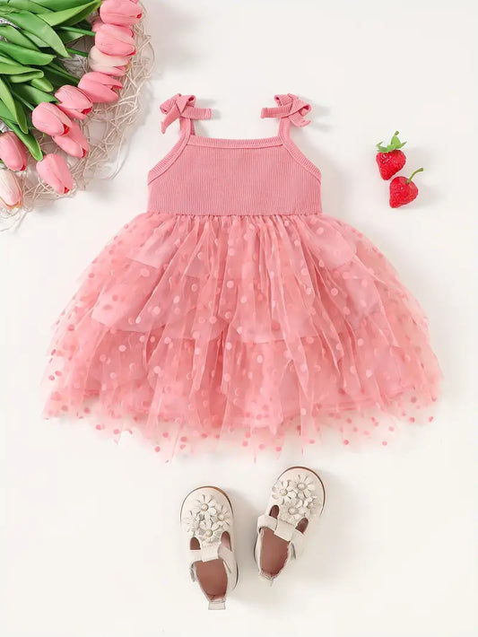 Baby Polka Dot Princess Dress Pale Pink